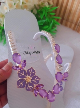 Havaiana Decorada Magnólia Lilás Feminina